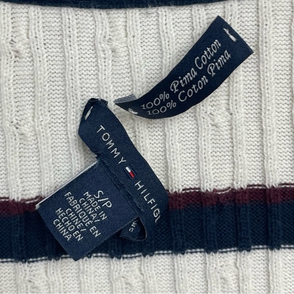 Lot of 2 Pima Cotton Striped Cardigan Tommy Hilfiger Cable Knit V-Neck Nautical - Picture 10 of 16